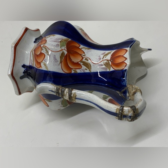 19th Century Antique Gaudy Welsh Glamorgan Pattern Footed Octagonal Luster Jug - Picture 13 of 13